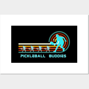 Pickleball buddies, retro sunset pickleball player friends group team Posters and Art